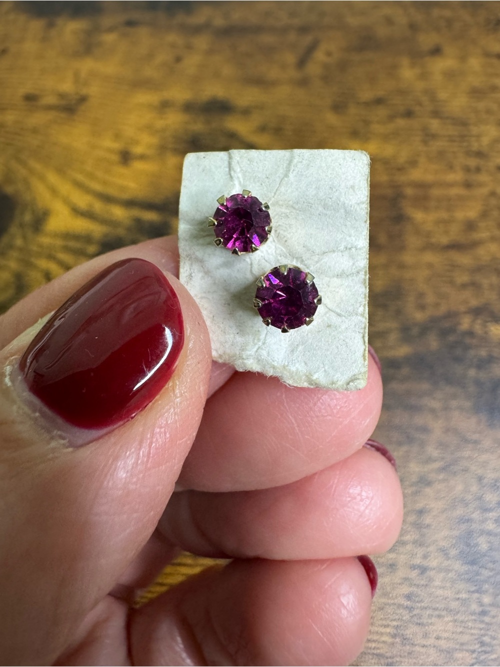4/$20 Gold-Set Purple Crystal Stud Earrings - Elegant Women's Jewelry